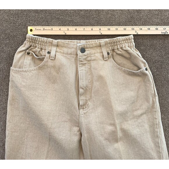 LL Bean Original Fit Jeans Womens 8 High Rise Relaxed Comfort Waist Khaki Denim - Picture 3 of 7